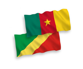Flags of Republic of the Congo and Cameroon on a white background