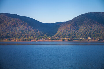 Volga river channel, Mastryukovskie lakes, Russia, Samara. Summer Outdoors