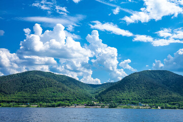 Volga river channel, Mastryukovskie lakes, Russia, Samara. Summer Outdoors