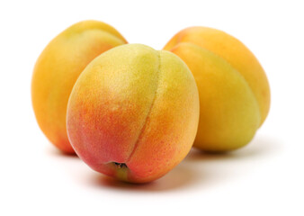 Fresh apricot fruits isolated on white background