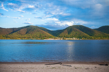 Volga river channel, Mastryukovskie lakes, Russia, Samara. Summer Outdoors
