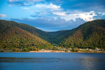 Fototapeta premium Volga river channel, Mastryukovskie lakes, Russia, Samara. Summer Outdoors