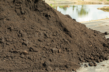 Land for planting plants. The ground is a pile. Land for flowerbeds.