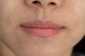 Fototapeta premium closeup woman mouth, girl lip, asian woman