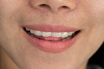 closeup woman mouth, girl lip, asian woman