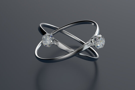 3D rendering shinny diamond ring