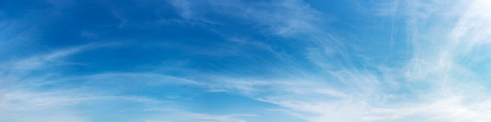 Panorama sky with cloud on a sunny day. Beautiful cirrus cloud.
