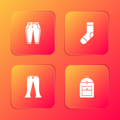 Set Pants, Socks, and Backpack icon. Vector