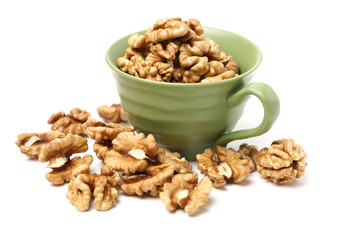 walnuts on a white background