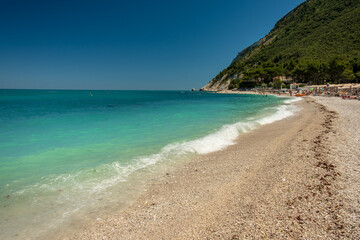The beautiful sea of Portonovo in Conero, Ancona province, Marche region.
