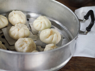 Chinese steamed bun ready to eat. 