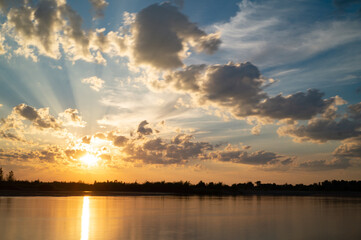 sunset over the river
