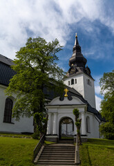 Naklejka premium view of the 17th-century Hudiskvall church in the town center