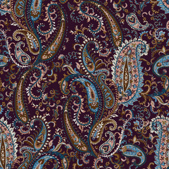 Shawl pattern. Seamless Asian Textile Background. Damask seamless pattern, paisley pattern