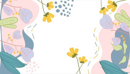 floral hand drawing abstract design for cover, magazine, brochure. retro 80s style. vector illustration