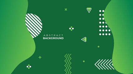 Green wave gradient geometric shape background. Abstract background with Memphis style. Minimal geometric background. Dynamic shapes composition.