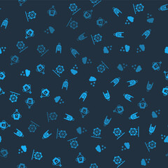 Set Ferris wheel, Winter hat, Cloud with snow and Maple syrup on seamless pattern. Vector