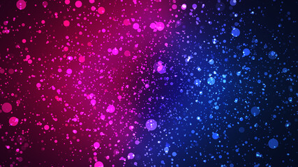 Blue and red neon blur path with particles background