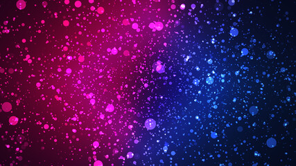 Fototapeta premium Blue and red neon blur path with particles background