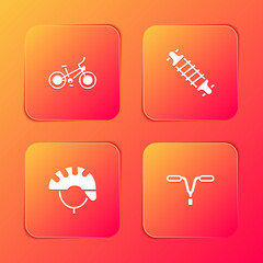 Set Bicycle, suspension, helmet and handlebar icon. Vector