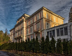 old abandoned villa in the spa in winter