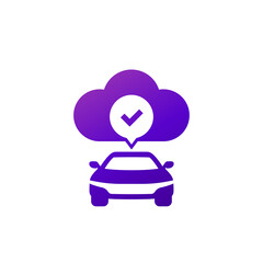 cloud solution for transport, cars icon