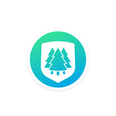 tree protection vector icon with a shield