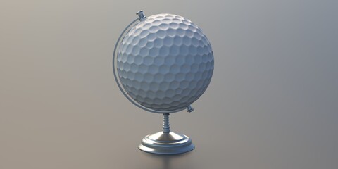 Golf ball Globe planet Earth on white background. 3d illustration