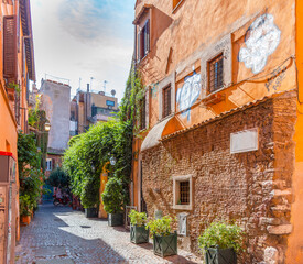 Picturesque corner in Trastevere neighborhood