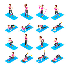 Female Exercises Icon Set
