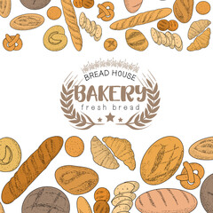 Set of natural elements of bread sketch vector illustration