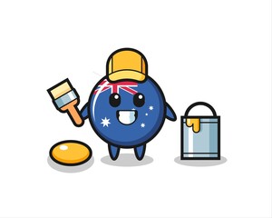 Character Illustration of australia flag badge as a painter