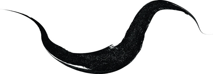 Curved Brush Stroke . Vector Logo Design Template . Twirl Grunge Shapes . Trace of mascara.