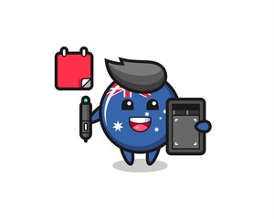 Illustration of australia flag badge mascot as a graphic designer