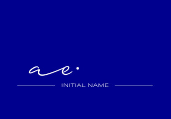 Stylish and elegant signature of letter AE with dark blue background logo for company name or initial 
