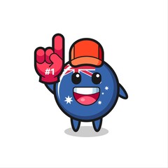 australia flag badge illustration cartoon with number 1 fans glove