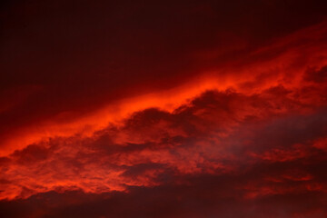 Red sunset sky with dramatic clouds