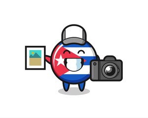 Character Illustration of cuba flag badge as a photographer