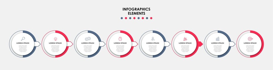 Vector Infographic design business template with icons and 8 options or steps. Can be used for process diagram, presentations, workflow layout, banner, flow chart, info graph