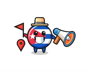 Character cartoon of cuba flag badge as a tour guide