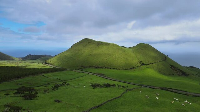 Aerial views of Pico Island n the Azores