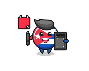Illustration of cuba flag badge mascot as a graphic designer