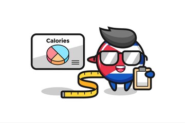 Illustration of cuba flag badge mascot as a dietitian