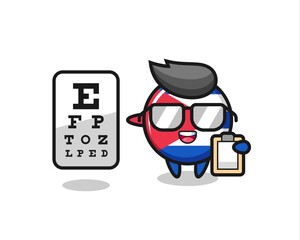 Illustration of cuba flag badge mascot as an ophthalmology