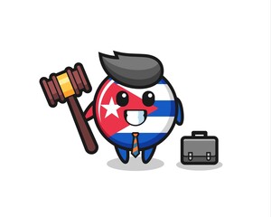 Illustration of cuba flag badge mascot as a lawyer