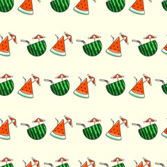Sweet watermelon enjoyed in summer, watermelon pattern, wallpaper decoration.