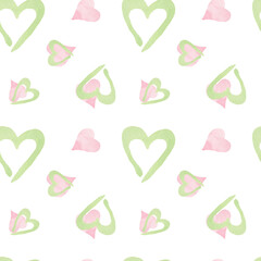 Romantic watercolor heart pattern. Great for printing, web, textile design, scrapbooking, souvenir products.