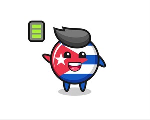cuba flag badge mascot character with energetic gesture