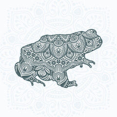 Frog Mandala Vector. Vintage decorative elements. Oriental pattern, 