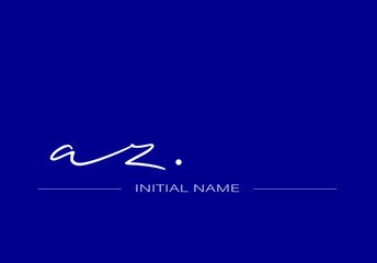 Stylish and elegant signature of letter AZ with dark blue background logo for company name or initial 